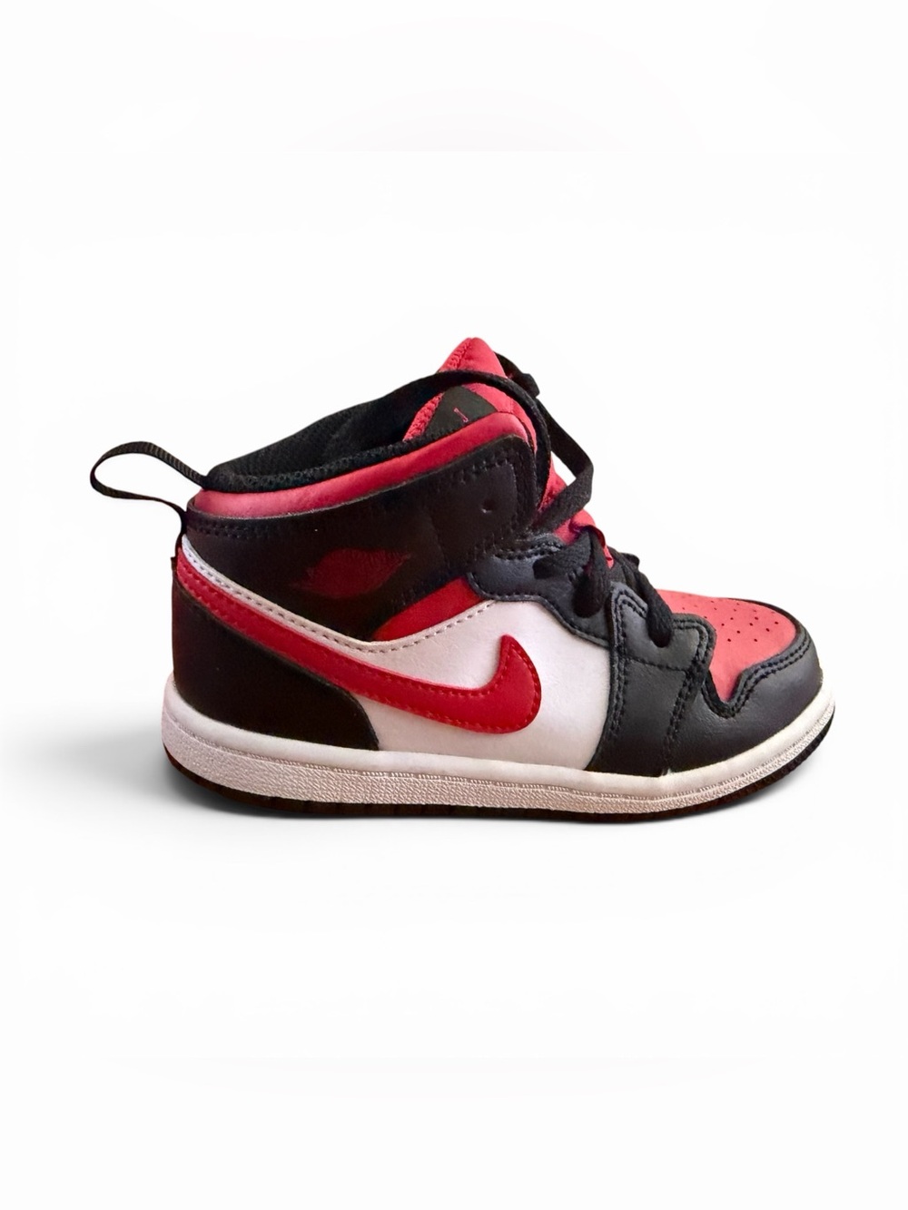 Nike Air Jordan 1 Mid Black Red White Kids Size 10C
